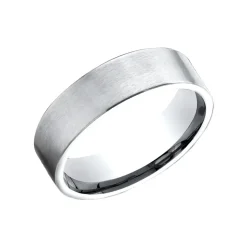 Josephs Jewelers Wedding Bands For Men>14K White Gold 6.5mm Satin Finish Wedding Band