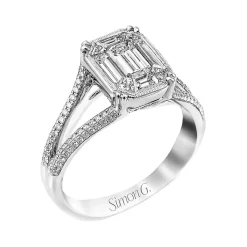 Josephs Jewelers Engagement Rings>18K White Gold Mosaic Split Shank Engagement Ring