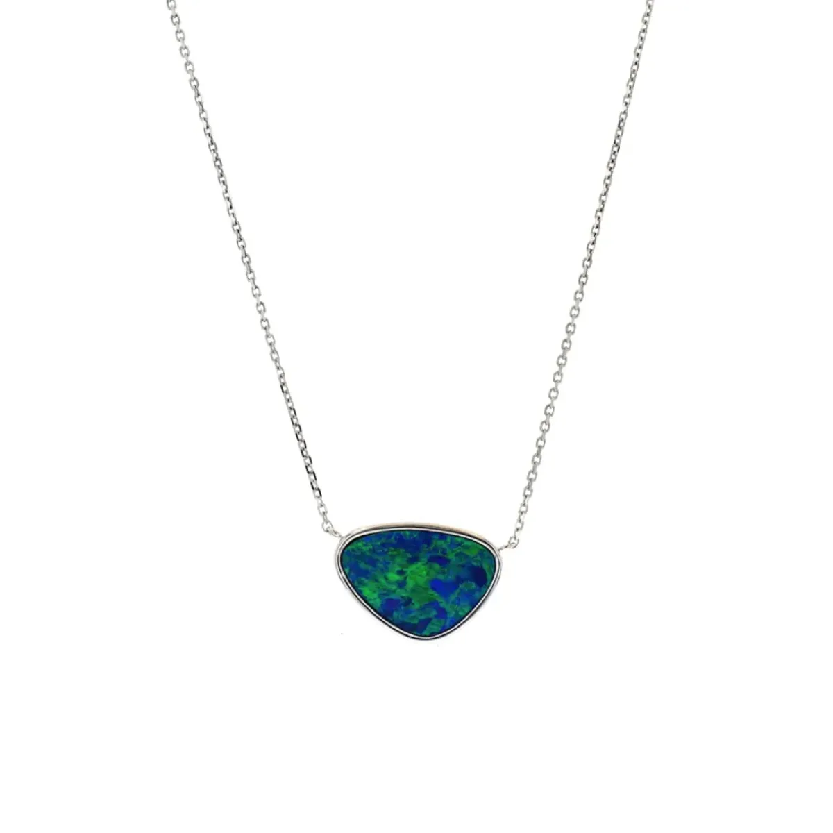Josephs Jewelers Necklaces And Pendants>14K White Gold Opal Doublet Necklace