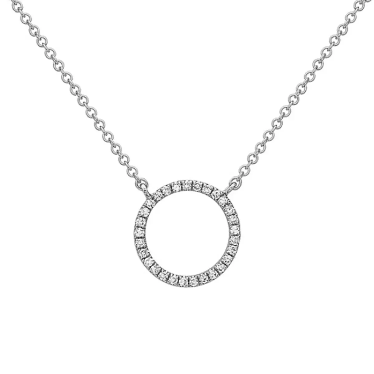 Josephs Jewelers Necklaces And Pendants>14K White Gold Open Circle Diamond Necklace