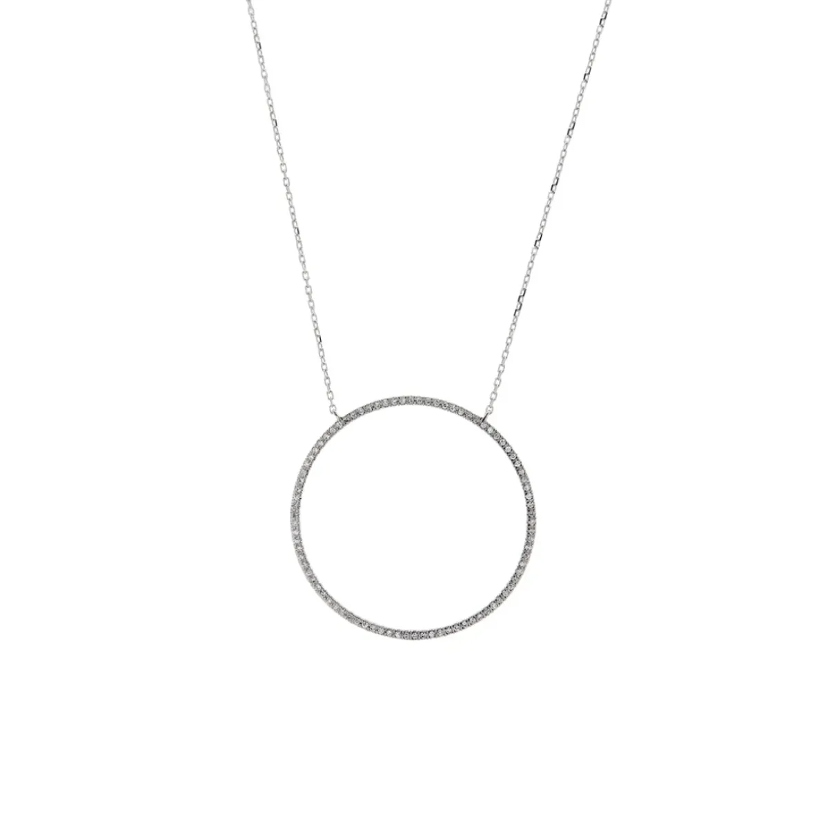 Josephs Jewelers Necklaces And Pendants>14K White Gold Open Circle Diamond Necklace