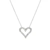 Josephs Jewelers Necklaces And Pendants>14K White Gold Open Heart Diamond Pendant with Chain