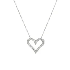 Josephs Jewelers Necklaces And Pendants>14K White Gold Open Heart Diamond Pendant with Chain