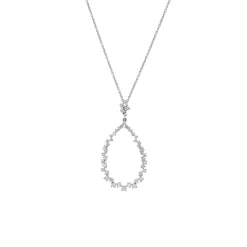 Josephs Jewelers Necklaces And Pendants>14K White Gold Open Tear Drop Diamond Pendant with Chain