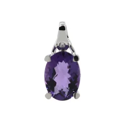Josephs Jewelers Necklaces And Pendants>14K White Gold Oval Amethyst Pendant