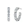 Josephs Jewelers Earrings>18K White Gold Oval Diamond Hoop Earrings