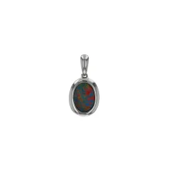 Josephs Jewelers Necklaces And Pendants>14K White Gold Oval Opal Doublet Pendant