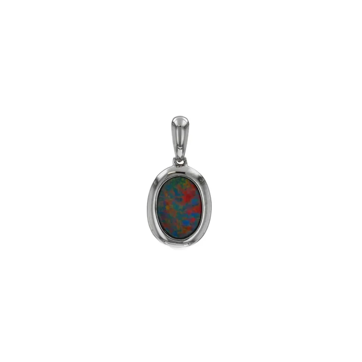 Josephs Jewelers Necklaces And Pendants>14K White Gold Oval Opal Doublet Pendant