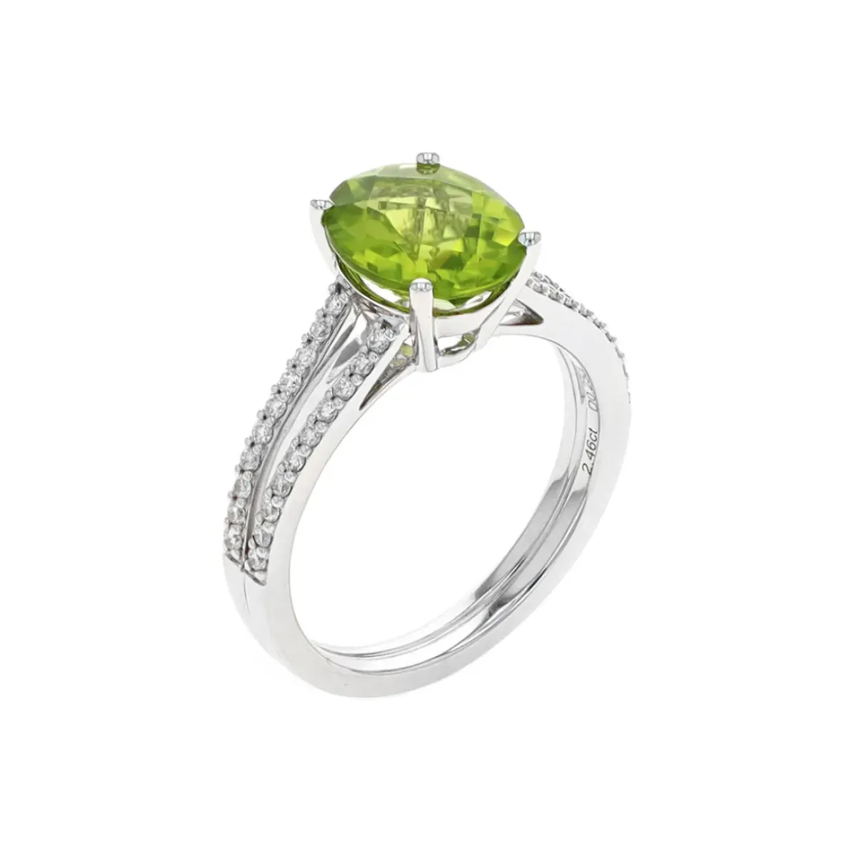 Josephs Jewelers Rings>14K White Gold Oval Peridot and Diamond Ring