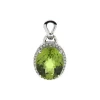 Josephs Jewelers Necklaces And Pendants>14K White Gold Oval Peridot Pendant with Diamond Halo