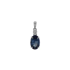 Josephs Jewelers Necklaces And Pendants>14K White Gold Oval Spinel and Diamond Pendant