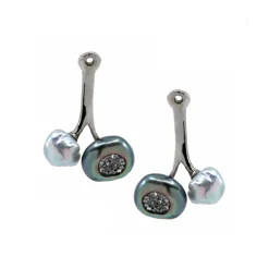 Josephs Jewelers Earrings>14K White Gold Pearl and Geode Earring Jackets