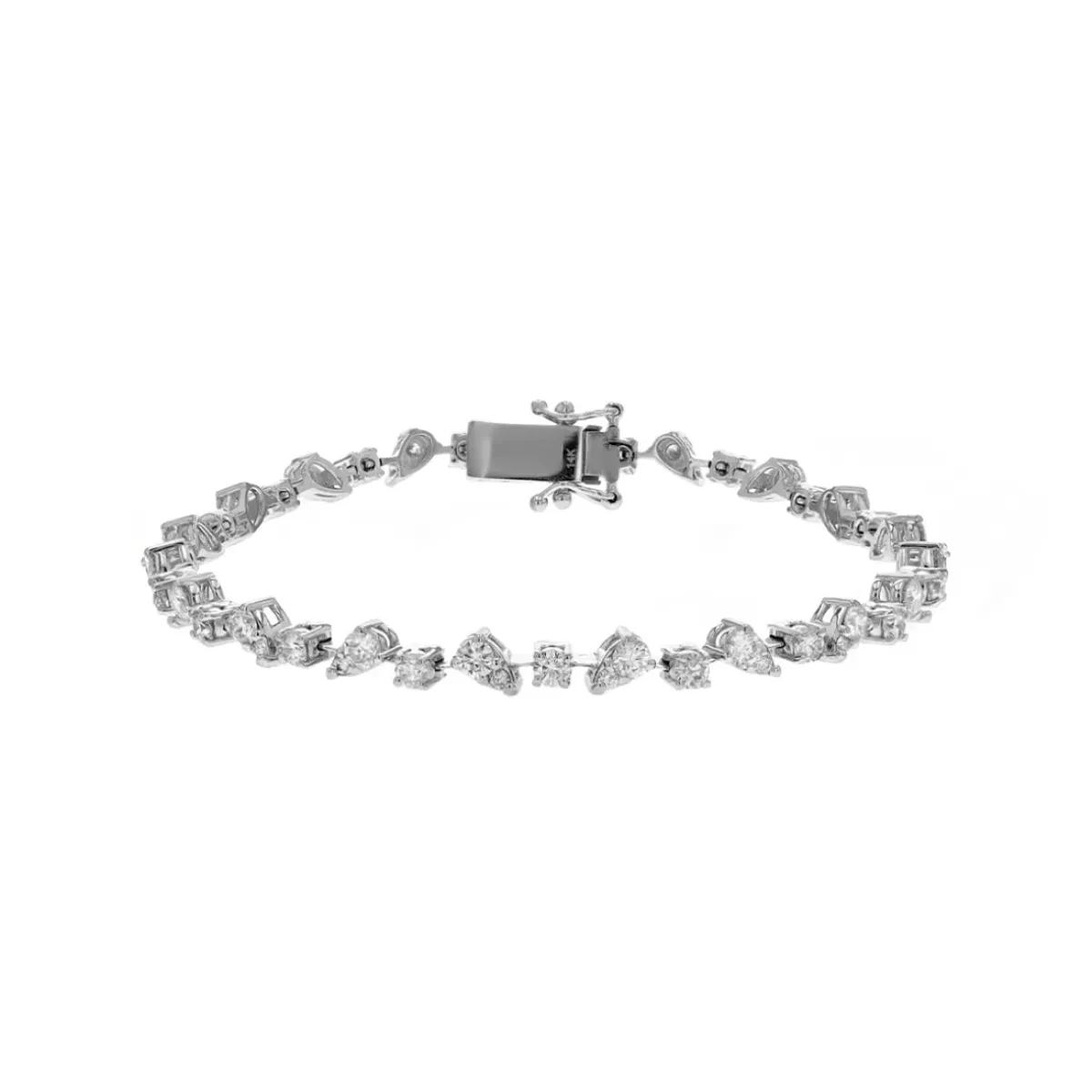 Josephs Jewelers Bracelets>14K White Gold Pear-Shaped Bezel Diamond Bracelet