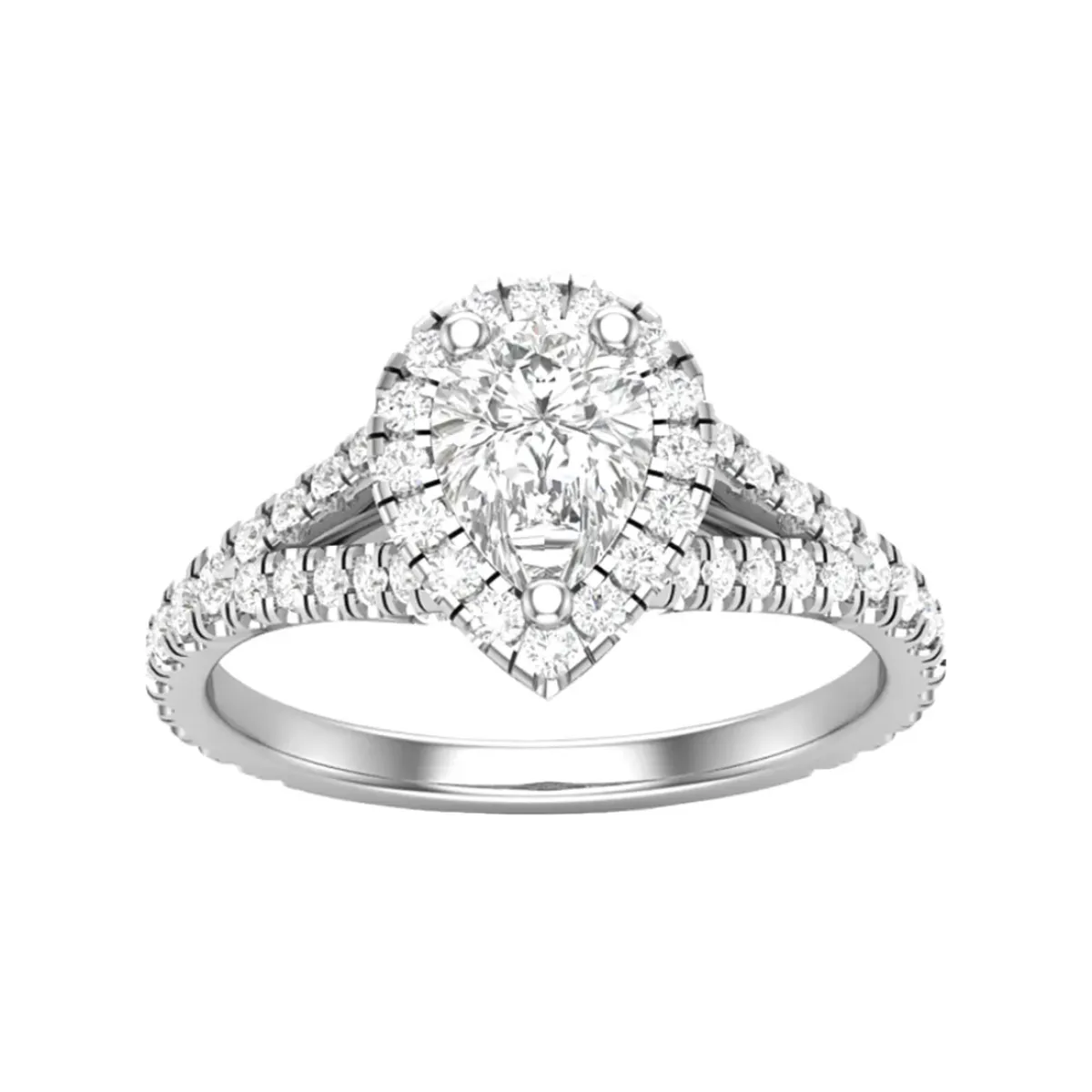 Josephs Jewelers Engagement Rings>14K White Gold Pear-Shaped Semi-Mounting