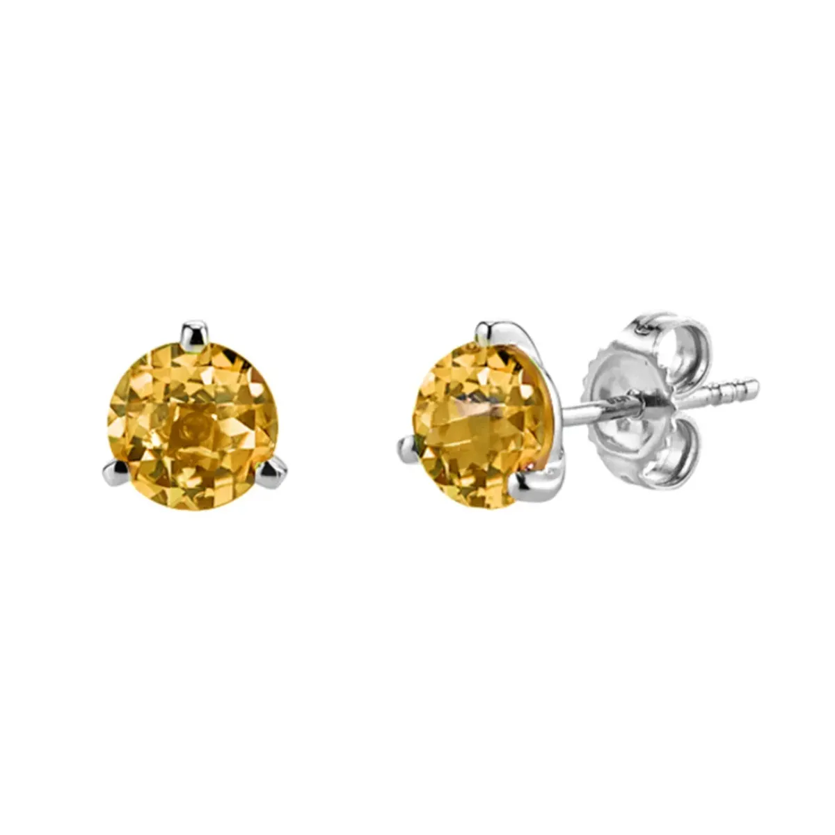 Josephs Jewelers Earrings>14K White Gold Round Citrine Earrings