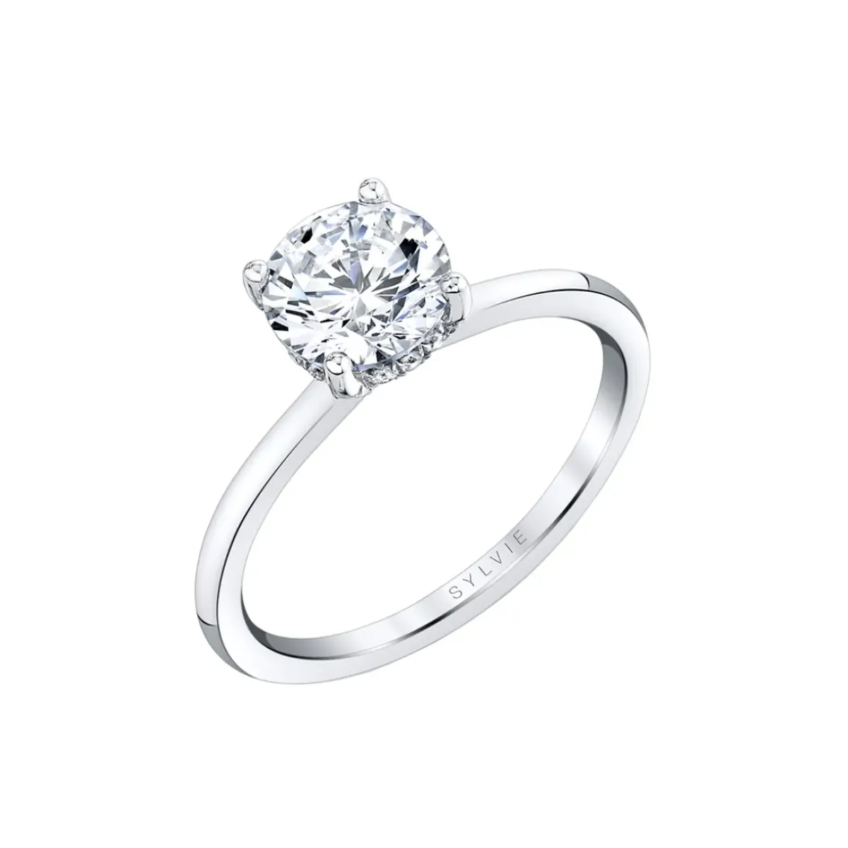 Josephs Jewelers Engagement Rings>14K White Gold Round Cut Hidden Halo Engagement Ring – Melany