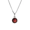 Josephs Jewelers Necklaces And Pendants>14K White Gold Round Garnet Pendant and Chain