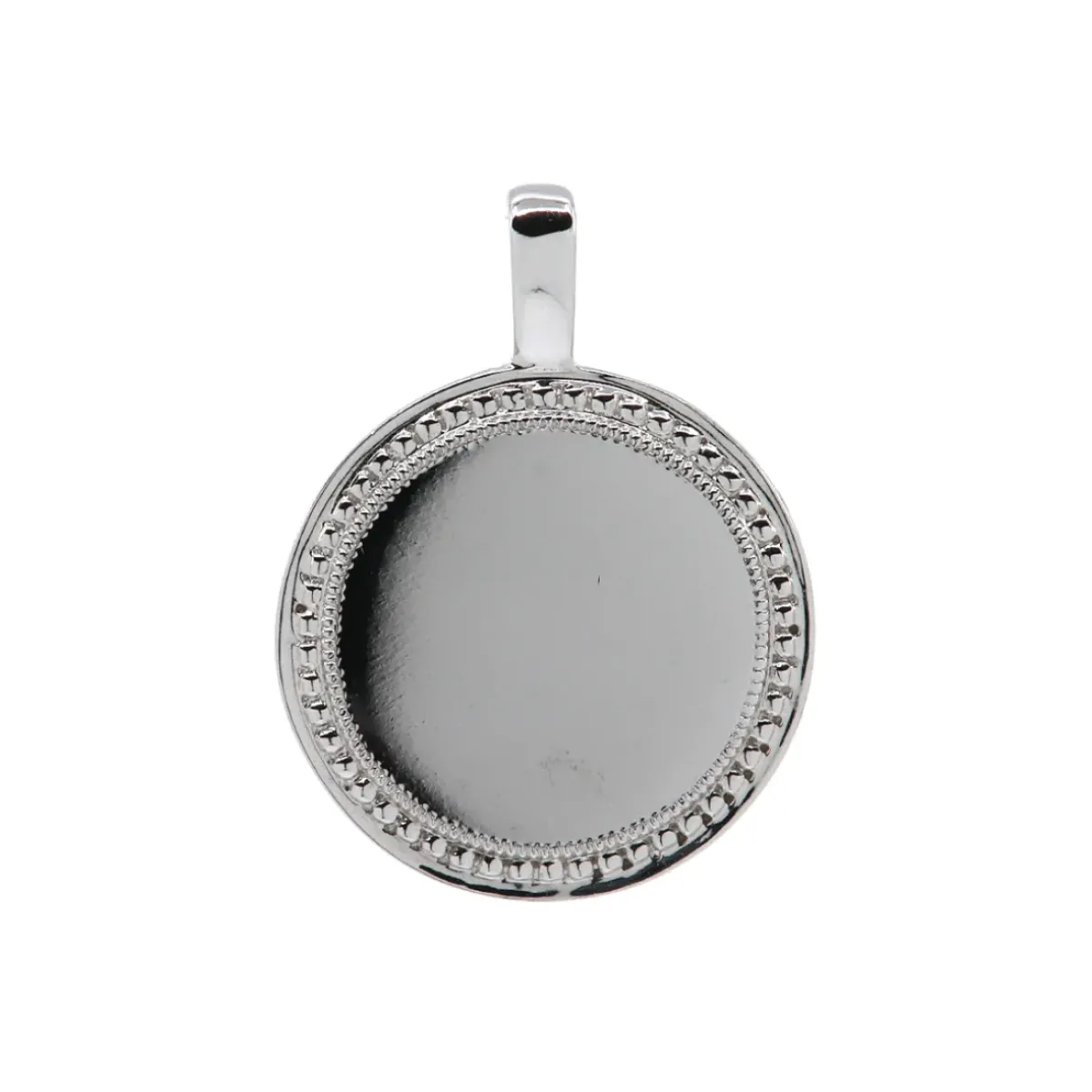 Josephs Jewelers Necklaces And Pendants>18K White Gold Round Milgrain Border Charm
