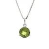 Josephs Jewelers Necklaces And Pendants>14K White Gold Round Peridot Pendant and Chain