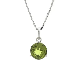 Josephs Jewelers Necklaces And Pendants>14K White Gold Round Peridot Pendant and Chain