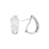 Josephs Jewelers Earrings>14K White Gold 3-Row Diamond Omega Earrings