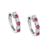 Josephs Jewelers Earrings>14K White Gold Ruby and Diamond Hoop Earrings