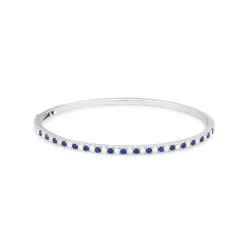 Josephs Jewelers Bracelets>14K White Gold Sapphire and Diamond Bangle Bracelet