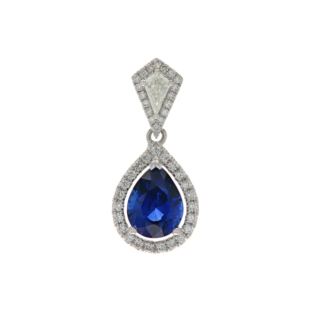 Josephs Jewelers Necklaces And Pendants>14K White Gold Sapphire and Diamond Pendant
