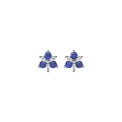 Josephs Jewelers Earrings>14K White Gold Sapphire and Diamond Cluster Earrings