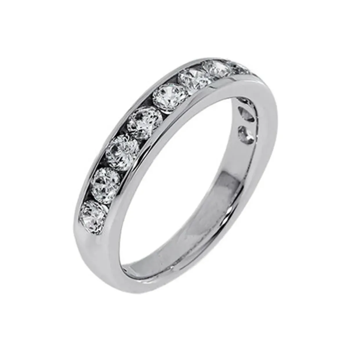 Josephs Jewelers Wedding Bands For Women>14K White Gold Scooped Edges Channel Band