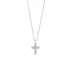 Josephs Jewelers Necklaces And Pendants>14K White Gold Small Diamond Cross Pendant with Chain