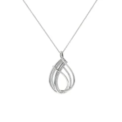 Josephs Jewelers Necklaces And Pendants>18K White Gold Twisted Drop Diamond Pendant with Chain