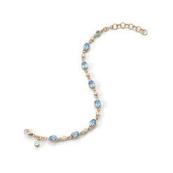 Josephs Jewelers Bracelets>18K Yellow Gold Aquamarine and Diamond Bracelet