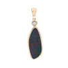 Josephs Jewelers Necklaces And Pendants>14K Yellow Gold Australian Opal Doublet and Diamond Pendant