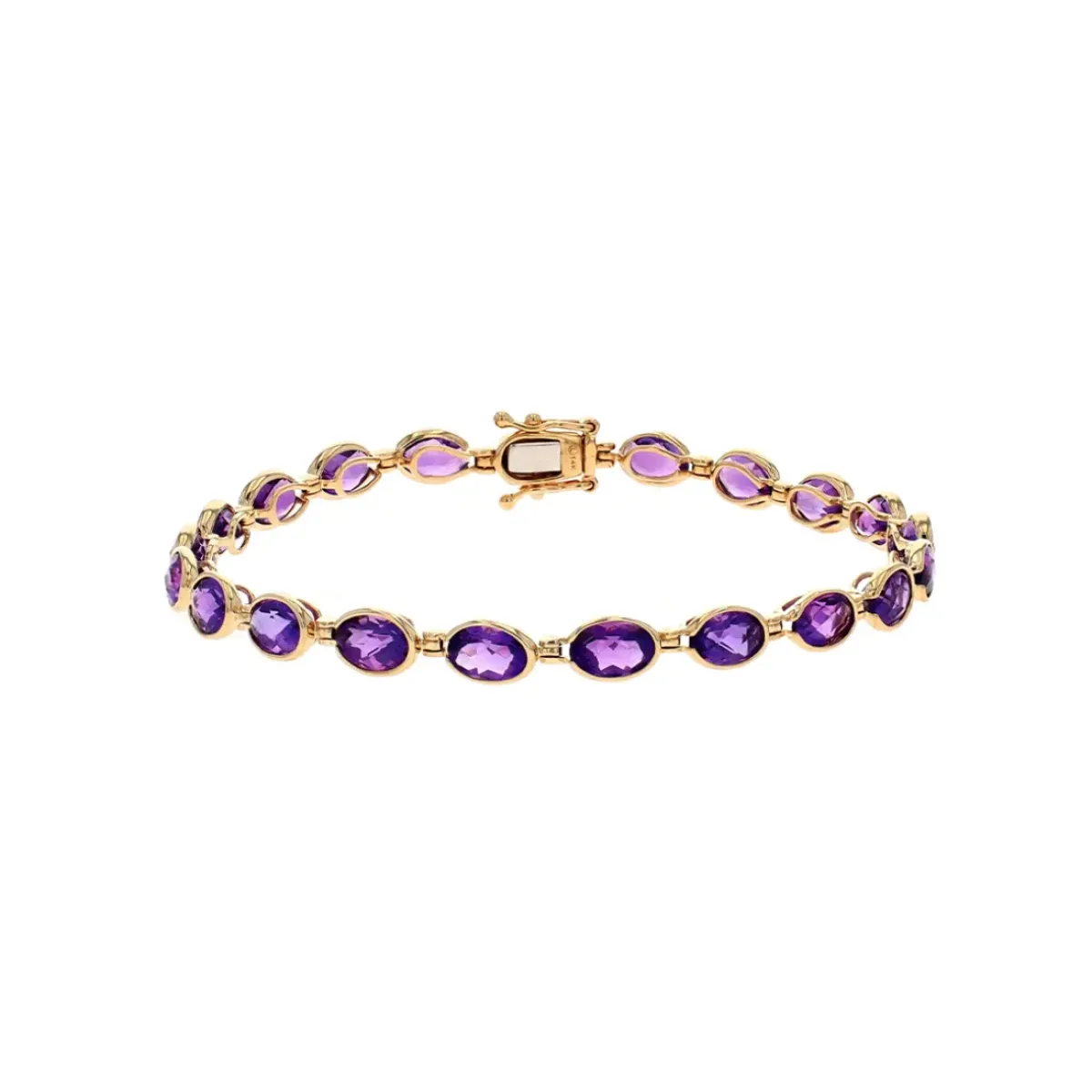 Josephs Jewelers Bracelets>14K Yellow Gold Bezel-Set Oval Amethyst Bracelet