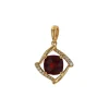 Josephs Jewelers Necklaces And Pendants>14K Yellow Gold Cushion Garnet and Diamond Pendant