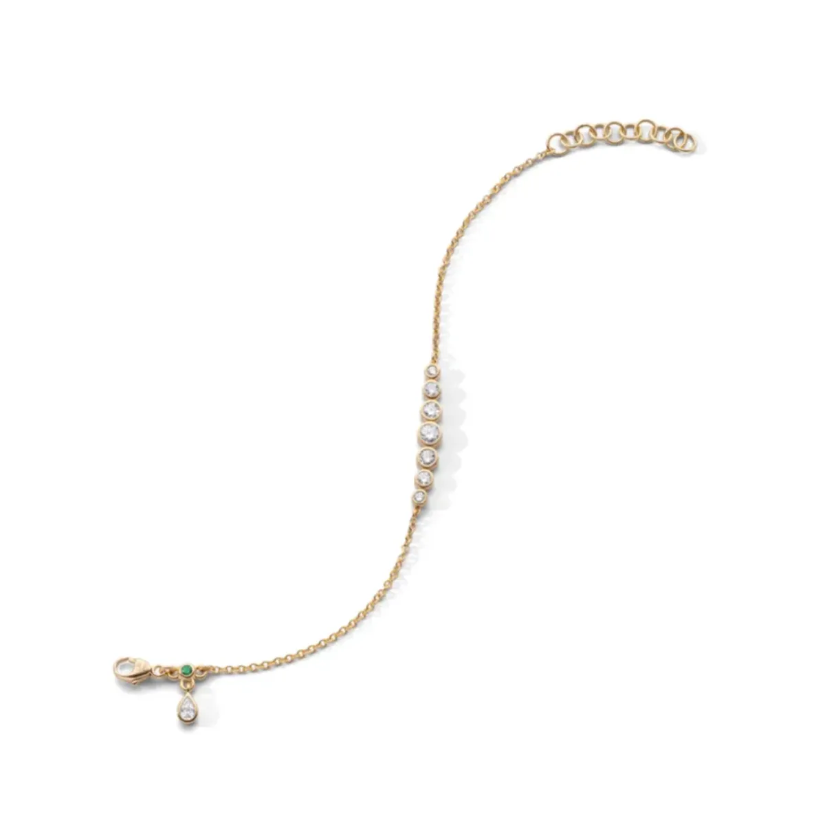Josephs Jewelers Bracelets>18K Yellow Gold Diamond and Emerald Bracelet