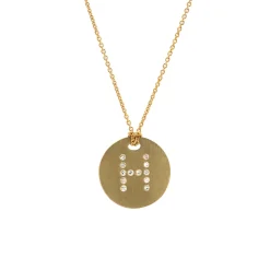 Josephs Jewelers Necklaces And Pendants>18K Yellow Gold Diamond “H” Disc Pendant with Chain