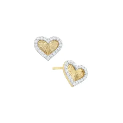 Josephs Jewelers Earrings>14K Yellow Gold Diamond Heart Sunray Earrings