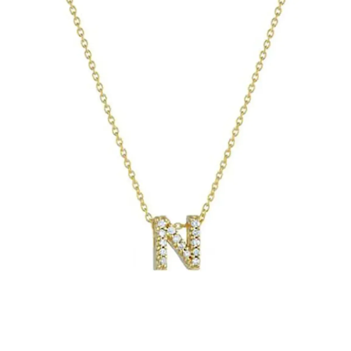 Josephs Jewelers Necklaces And Pendants>18K Yellow Gold Diamond “N” Necklace