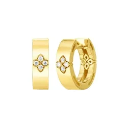 Josephs Jewelers Earrings>18K Yellow Gold Diamond Verona Hoop Earrings