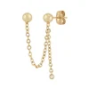 Josephs Jewelers Earrings>14K Yellow Gold Double Bead and Diamond Drop Single Earring