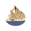 Josephs Jewelers Necklaces And Pendants>14K Yellow Gold Dumortierite and Diamond Boat Pendant