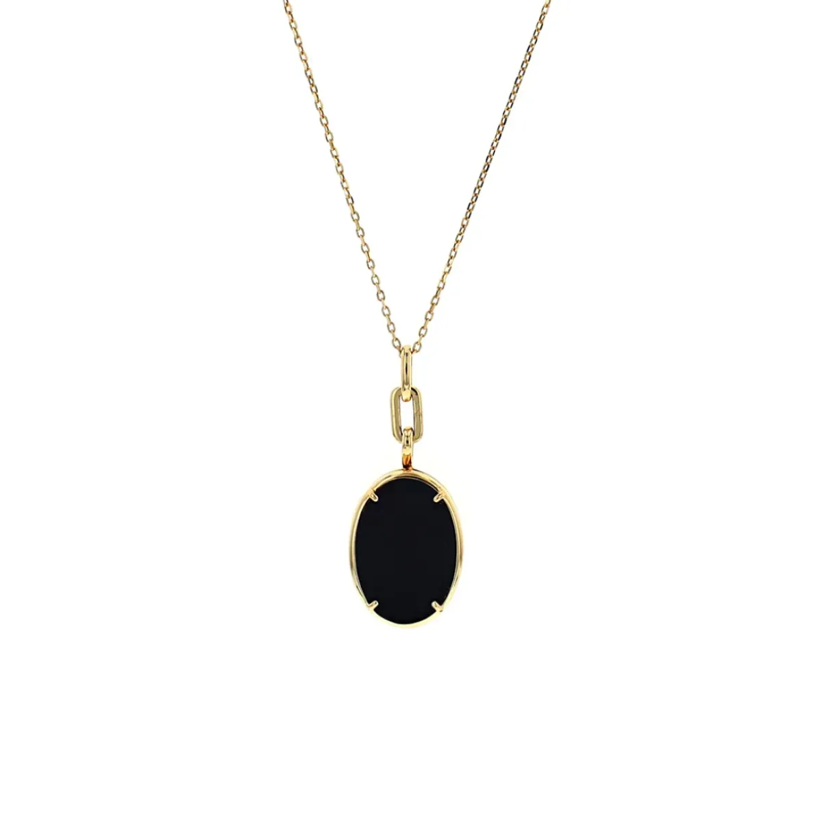 Josephs Jewelers Necklaces And Pendants>18K Yellow Gold Elle Oval Onyx Locket with Chain
