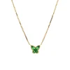 Josephs Jewelers Necklaces And Pendants>14K Yellow Gold Green Garnet Butterfly Necklace