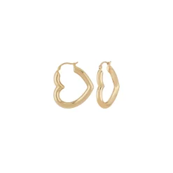 Josephs Jewelers Earrings>14K Yellow Gold Heart Hoop Earrings