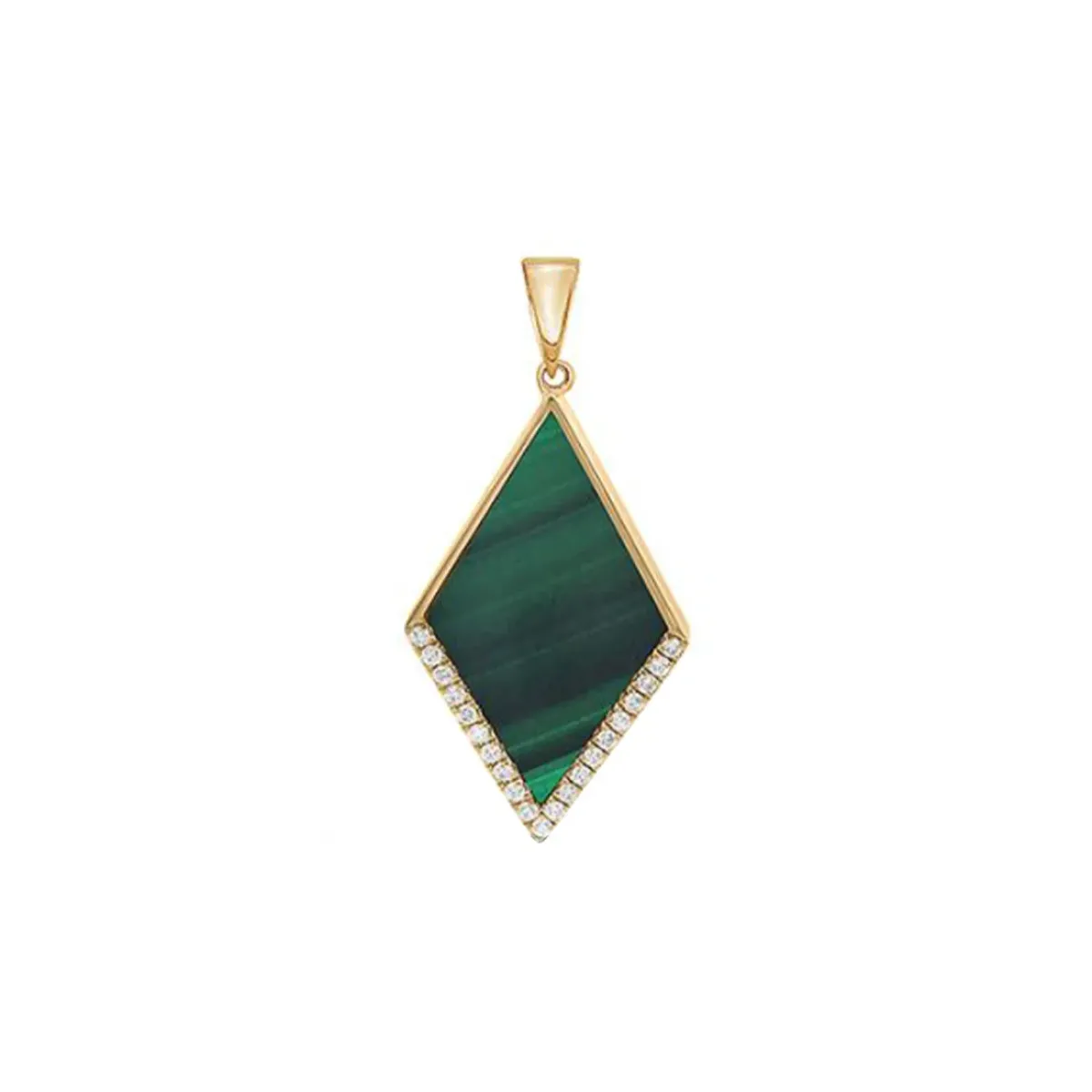 Josephs Jewelers Necklaces And Pendants>14K Yellow Gold Malachite and Diamond Pendant