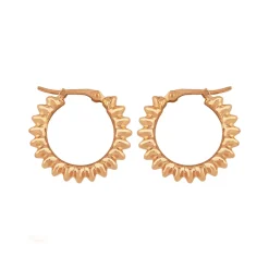 Josephs Jewelers Earrings>14K Yellow Gold Medium Ribbed Hoop Earrings