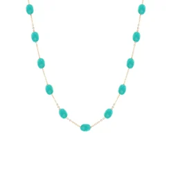Josephs Jewelers Necklaces And Pendants>14K Yellow Gold Multi Turquoise Choker Necklace