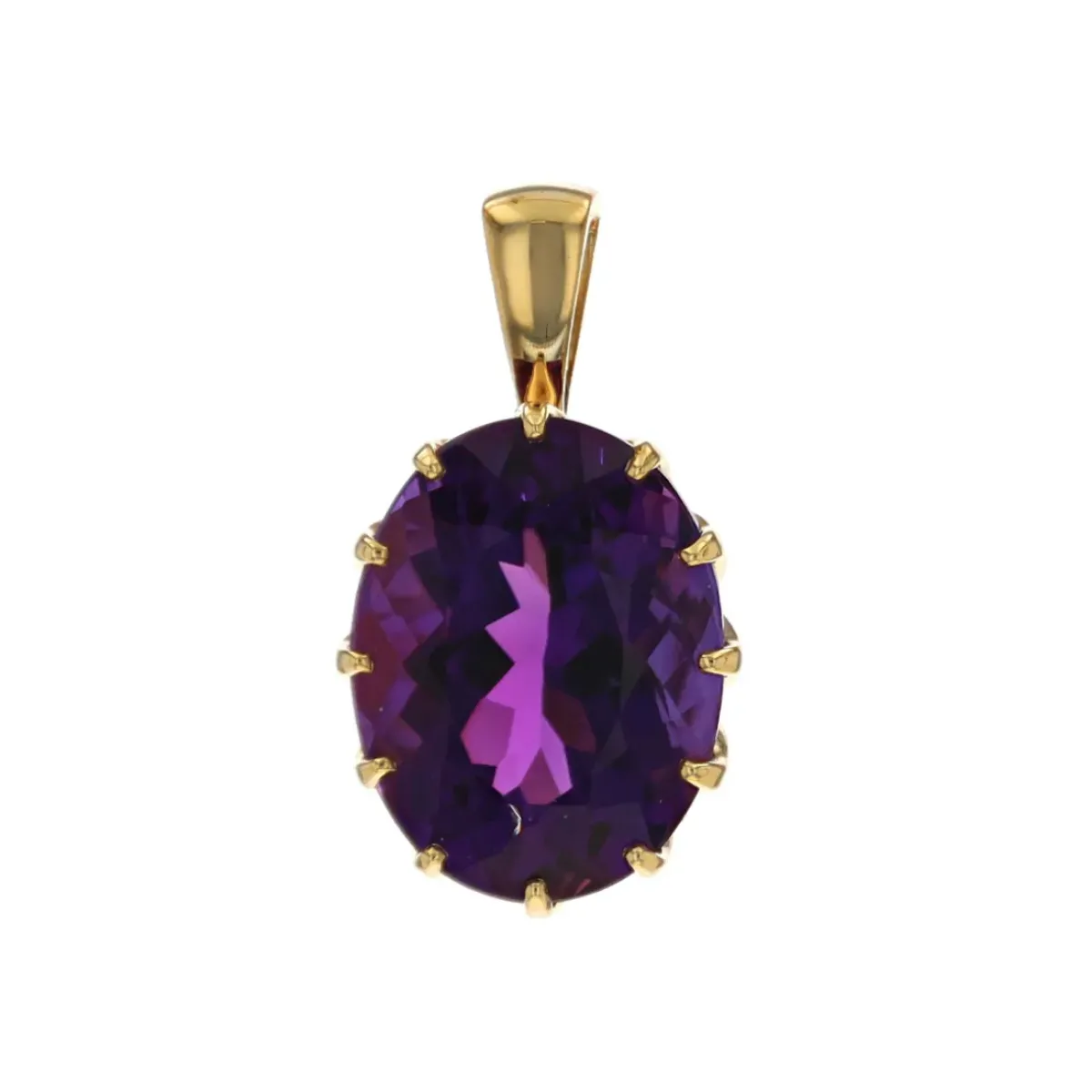 Josephs Jewelers Necklaces And Pendants>14K Yellow Gold Oval Amethyst Pendant